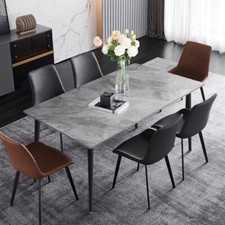 FATIVO Stunning Marble Dining Table Rectangular Kitchen Dinette Table 4-6 Seater