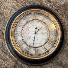 Large Black World Map Clock