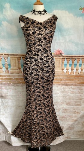 Black gold evening dress - gold,
