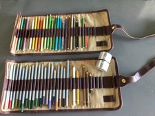 Collection of crayons and wallets, Rexel/Derwent/Faber Castell/Caran D'Ache