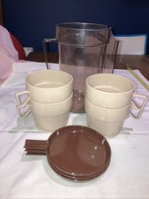 Vintage Picnick Drink Set Jug With 4x Cups  Saucers