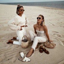 ZARA CREAM CHUNKY KNIT PUFF