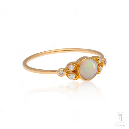 14k gold diamond with opal - 14k,