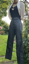 Vintage Black Leather Trousers Jeans Biker steampunk High Waist retro 80s rock S
