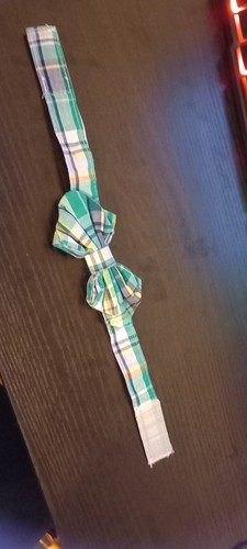 Puppy bow tie green check - check, hoop