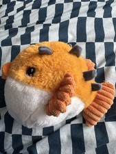 Plush Orange and White Puffer Fish Stuffed Toy In Very Good Condition