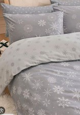 George Brushed Cotton Snowflake Single Reversible Duvet Cover Set Excellent Cond