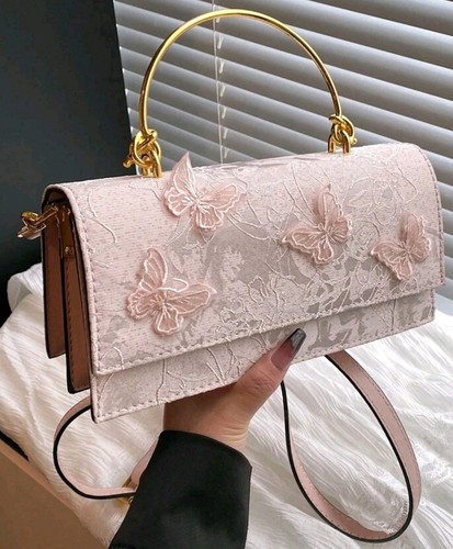Pink butterfly clutch bag gold - pink,
