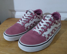 Vans Old Skool Low Pink Canvas Checkerboard Lace Up Women's Trainers 500714 UK-6