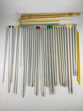 Job Lot 22 Pairs Vintage Knitting Needles Metal Plastic Wood Sizes 2.75 - 10mm