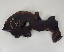 Vintage Redwood Wood Burl Slab Wall Clock Lacquered 