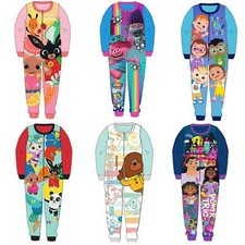 Girls Boys Character All In One Pyjamas PJs Jumpsuit Playsuit Kids Baby Romper
