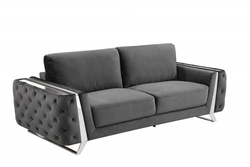 Gray velvet sofa with - 90,