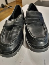 ZARA Black Leather Chunky Platform Slip On Shoes Loafers Moccasins Men UK 7