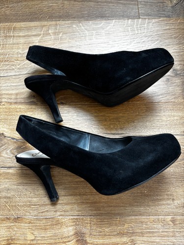 Slingback black suede leather - slingback,