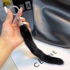Real Mink Fur Tail Keychain