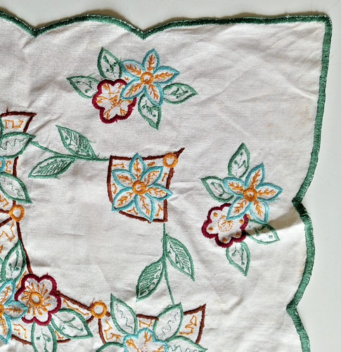 Vintage embroidered tablecloth - vintage,