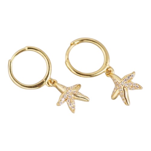 Starfish zircon hoop earrings - zircon,