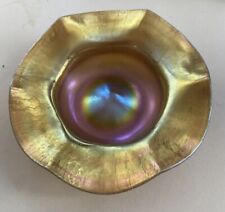 antique Steuben Aurene gold Glass Iridescent Bowl signed 6.5 inch