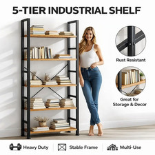5 Tier Industrial Bookcase