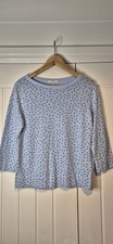Peter Hahn 100% Cotton Ladies Powder Blue Polka Dot Jumper Size 12