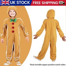 Kids Boys Gingerbread Man Costume Cosplay Jumpsuit With Hoodies Playsuit NEW