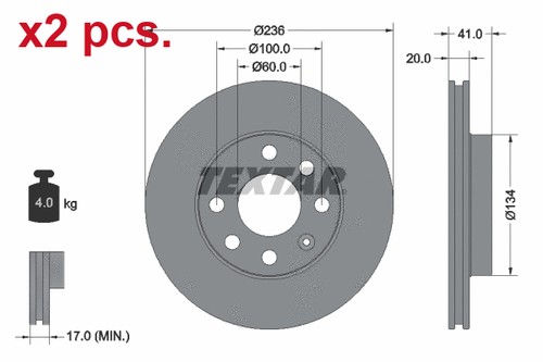 Pcs front brake disc rotos - x2,