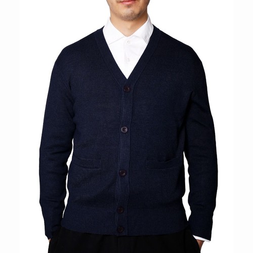 Mens cardigan button neck - cardigan, up