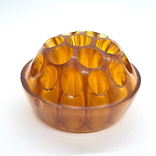 Vintage amber lucite flower - amber,