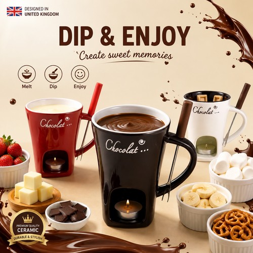 Chocolate fondue mugs - chocolate, premium