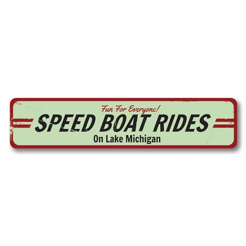 Speed boat rides sign - boat,