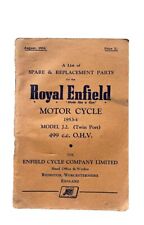 A list of Spare & Replacement Parts for the 1953-4 Royal Enfield  Model J.2