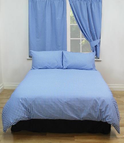 Gingham check bluebell - gingham, bedding