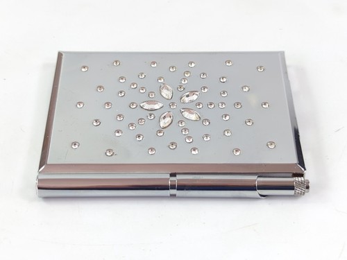 Steel jewelled compact - steel,