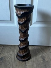 Large Wooden African Style Vase - 35CM H  - VGC