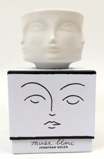 Jonathan Adler Muse Blanc Ceramic Candle White Two Wick Four Sided Face Holder