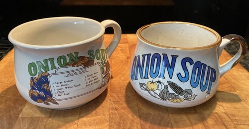 Vintage onion soup bowls with - soup,