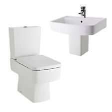 Nuie Bliss Semi-Flush to Wall Toilet & 520mm Basin & Semi-Pedestal Bathroom Sink