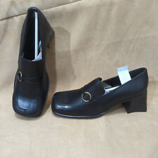 New Florence+ Fred Slipon Heels Black Size UK 6 Block Leather Upper Formal Party