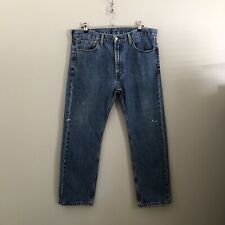 Levis 505 Mens W 38 L 29 Blue Denim Classic Regular Fit Distressed Jeans
