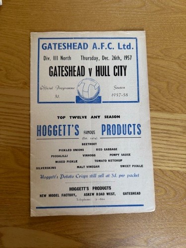Gateshead hull city 1957 58 - v,