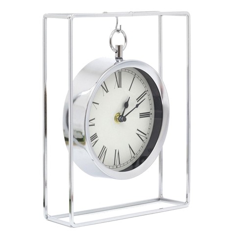 Modern silver mantel - silver, clock