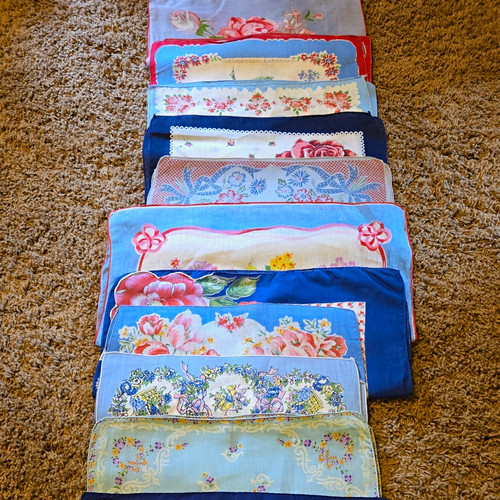 Vintage lot blue floral - vintage,