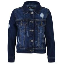 Kids Boys Dark Blue Denim Designer Jackets Ripped Jeans Fashion Coat 3-13 Years