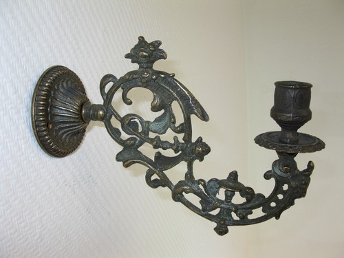 Ornate brass piano candelabra - ornate,