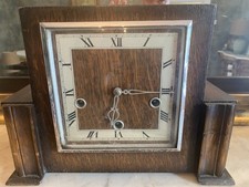ART DECO 1930s SMITHS OAK MANTLE CLOCK WORKING