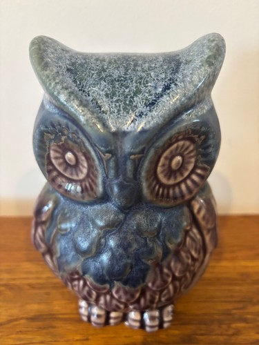 Cute blue purple ceramic owl - ceramic,