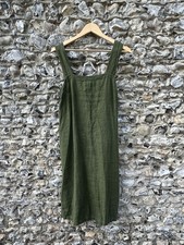 Green Linen Apron Dress Size 8-10