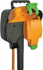 Masterplug 15 Metre Weatherproof Outdoor Inline Double Socket on Garden Spike