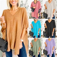 Womens Batwing Sleeves Jumper Knitted Tops Baggy Oversized Pullover Loose Shirts